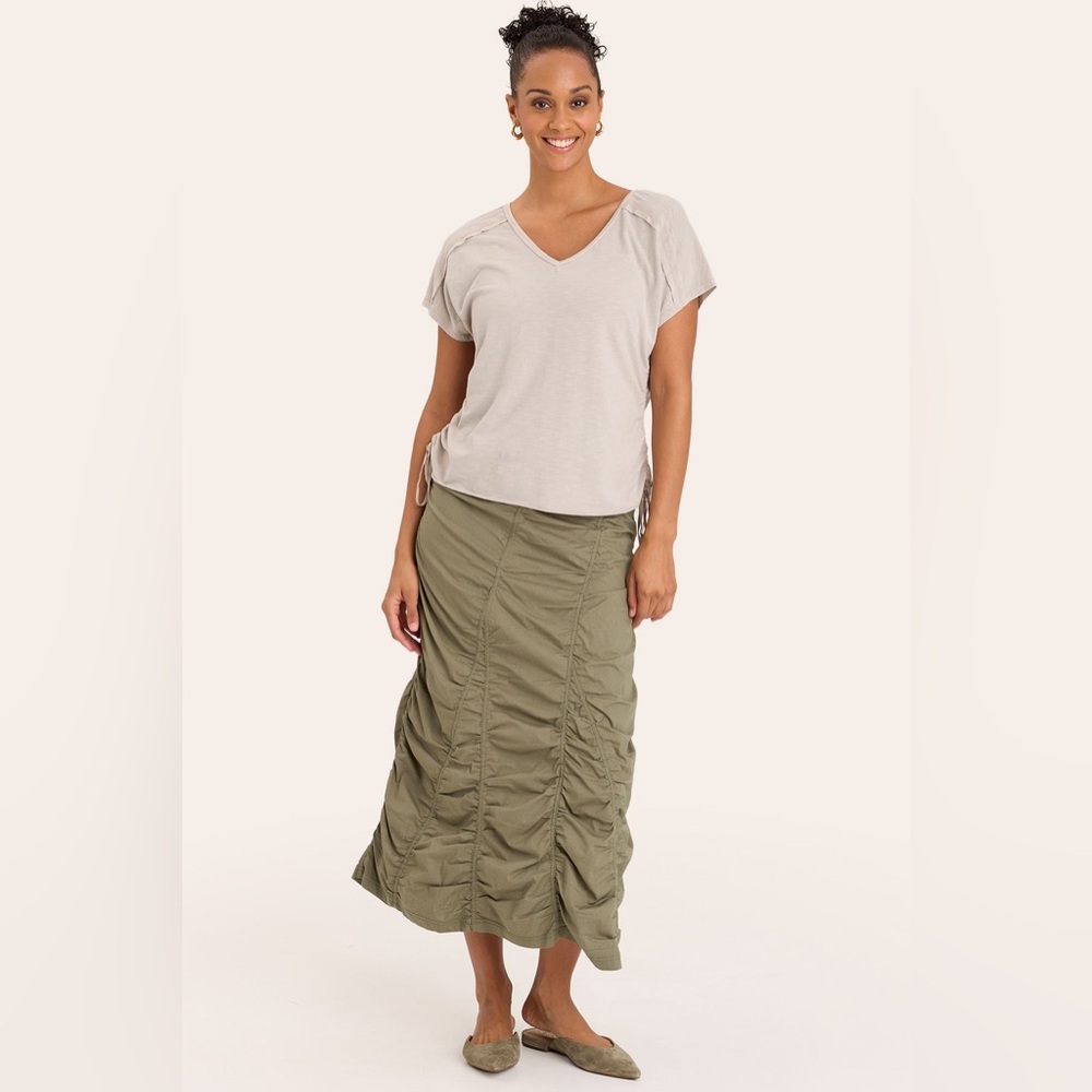 XCVI Taupe Casual Fold Over Skirt - Picture 4 of 6